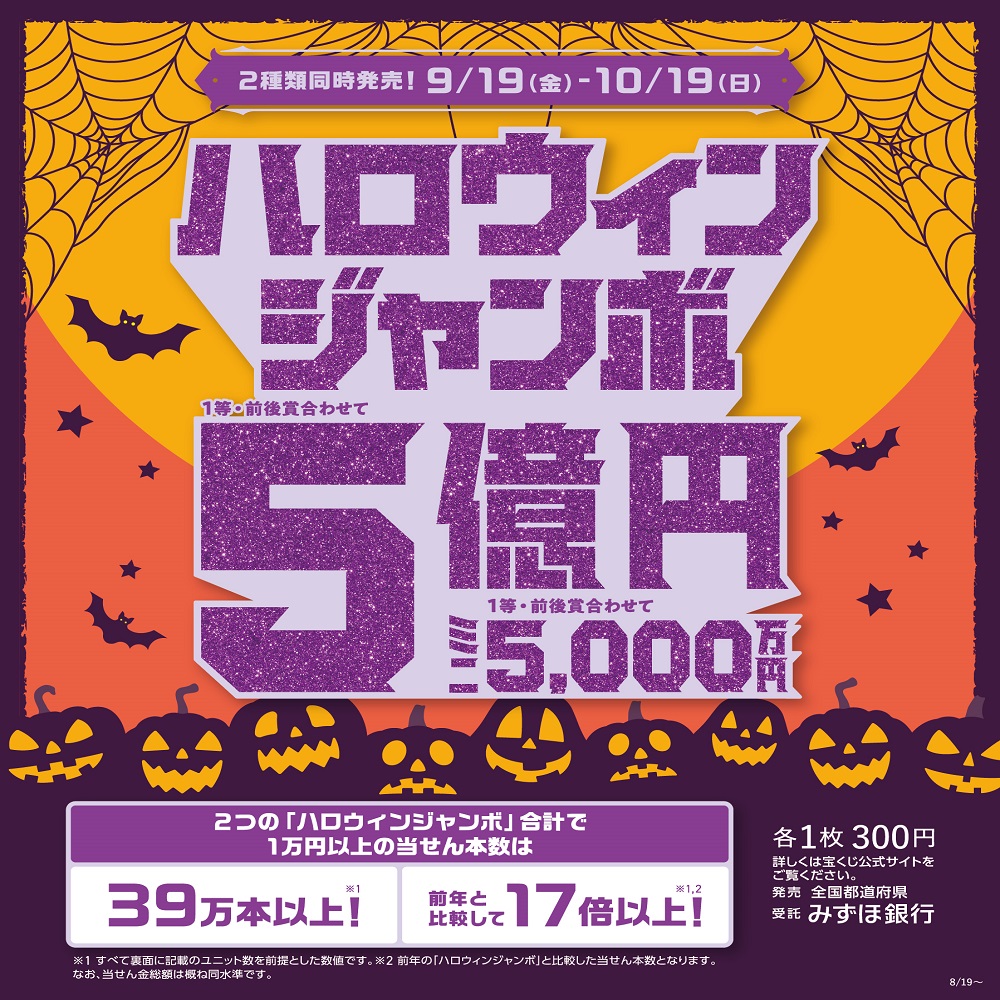 ハロウィンジャンボ宝くじ発売のお知らせ
