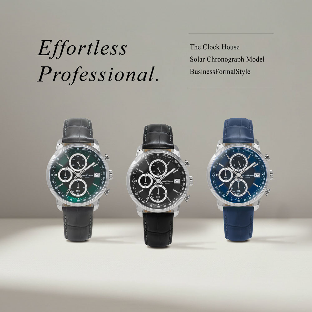 THE CLOCK HOUSEよりクラシカルな造形とエフォートレスな使用感を両立した新定番ソーラークロノグラフ登場