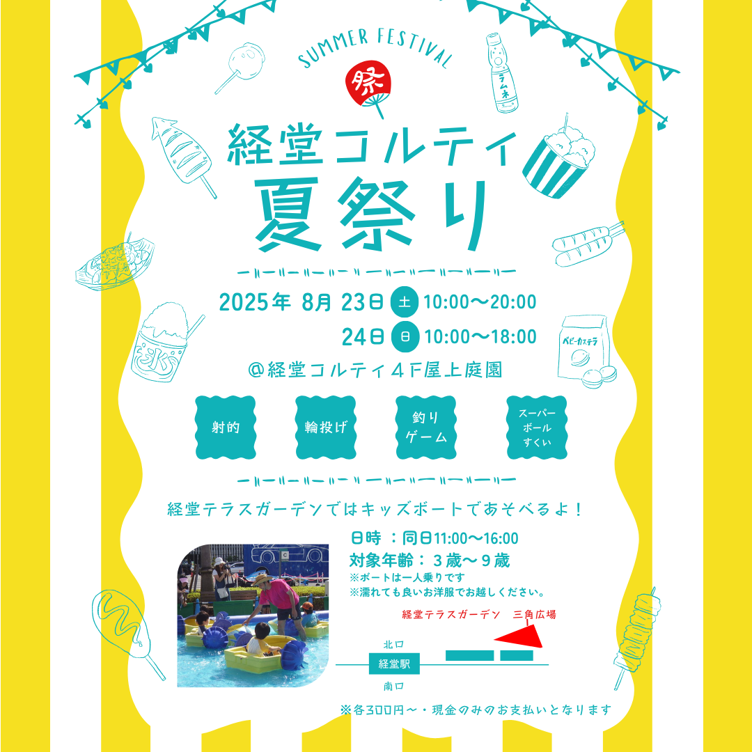 イメージ：経堂コルティ夏祭り｜縁日やキッズボートも！