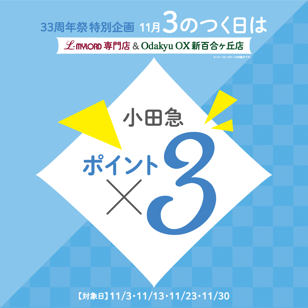 イメージ：＜33周年特別企画＞11月の3のつく日はOP3倍