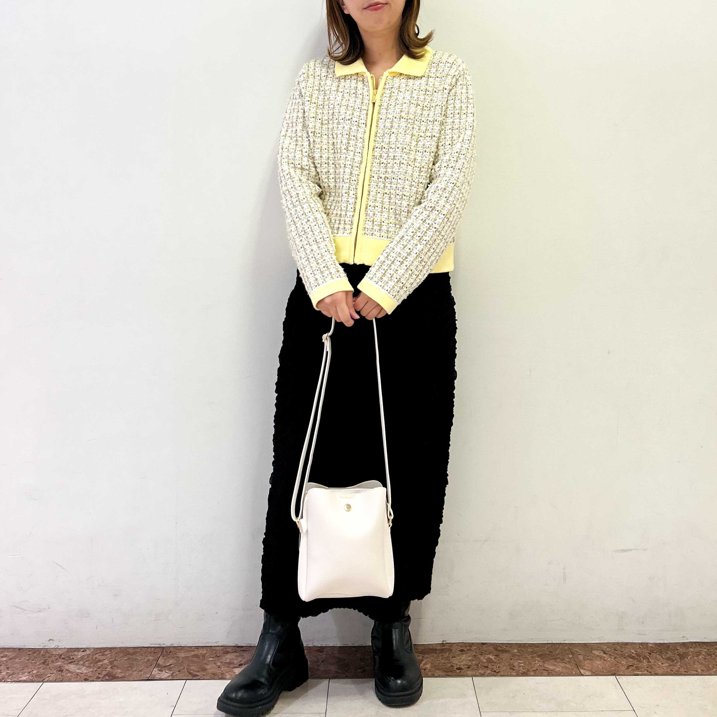 イメージ：ツイードライクジップカーディガン