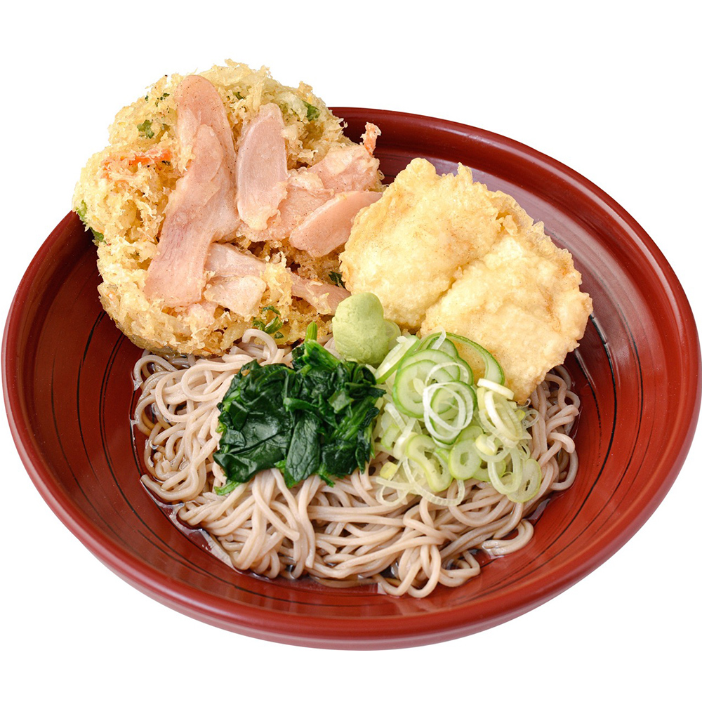 岩下の新生姜かき揚げ天と鱧天 冷しそばの画像