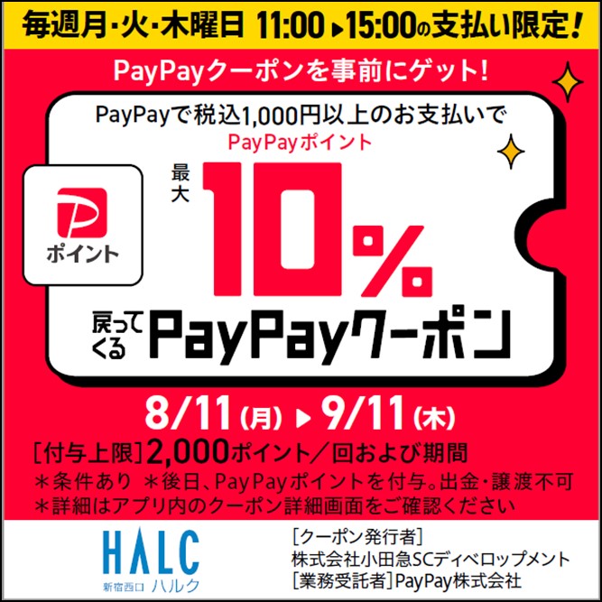 【月・火・木ランチ限定！】PayPay最大10%還元キャンペーン！