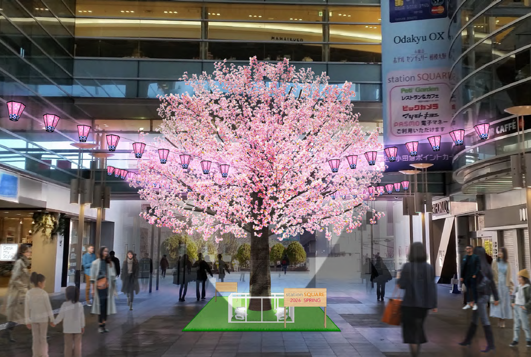 イメージ：桜装飾、カジュアルピアノ開催