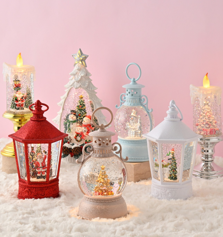 イメージ：【NEW】スイッチをONにするとライトが光り、ラメが自動的に舞うスノードームです☆